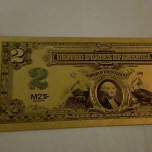 Rare 24k Gold banknote $2 bill Collectible Money
